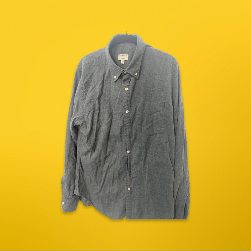 Club Monaco Grey Slim Fit Mens Dress Shirt | LARGE |